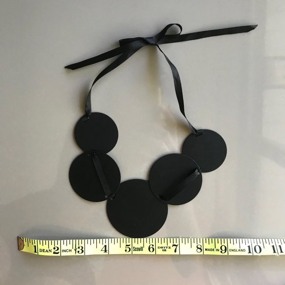 Metal and Ribbon Geometric Necklace - Picture 3 of 5